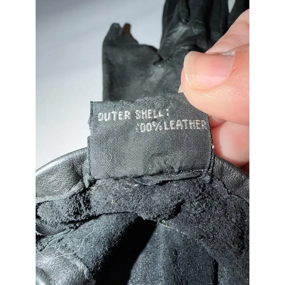Vintage Wilson’s smooth leather black womens gloves large made in India cinch